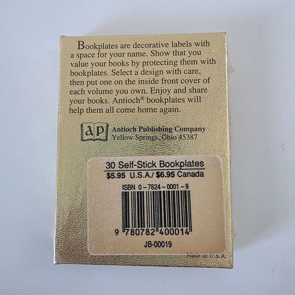 Vintage Self Stick Bookplates 30 Antique Antioch Bookplates Decorative Labels - Picture 2 of 9